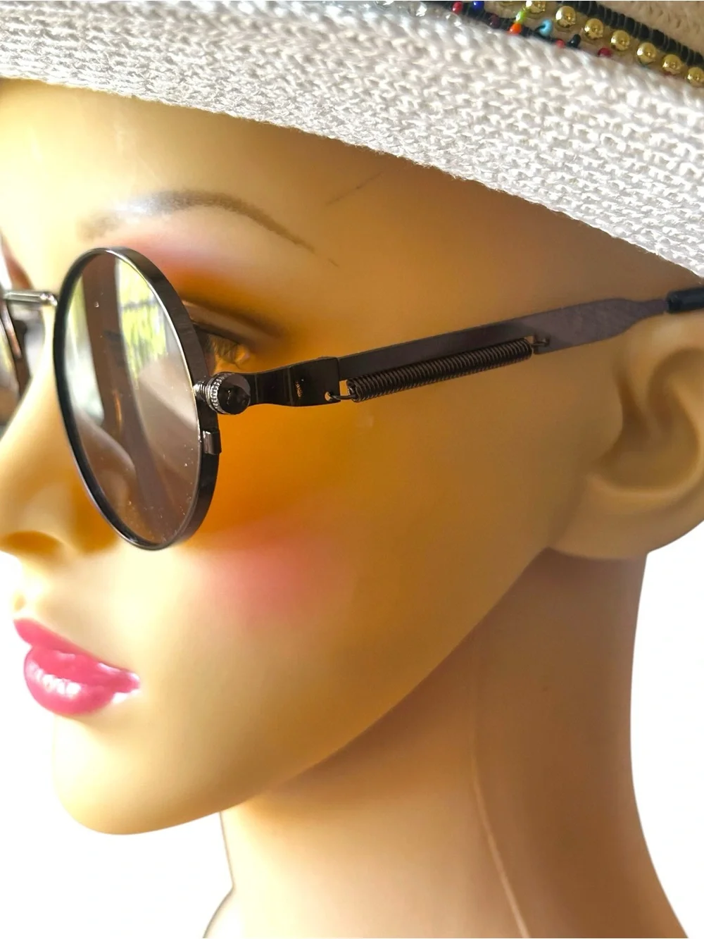 Retro Round Alloy Exposed Spring Loaded Shades Sunglasses